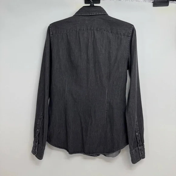 Polo Ralph Lauren Black Denim Button Up Shirt Women's Size 8 Cotton Slim Fit - Picture 2 of 13